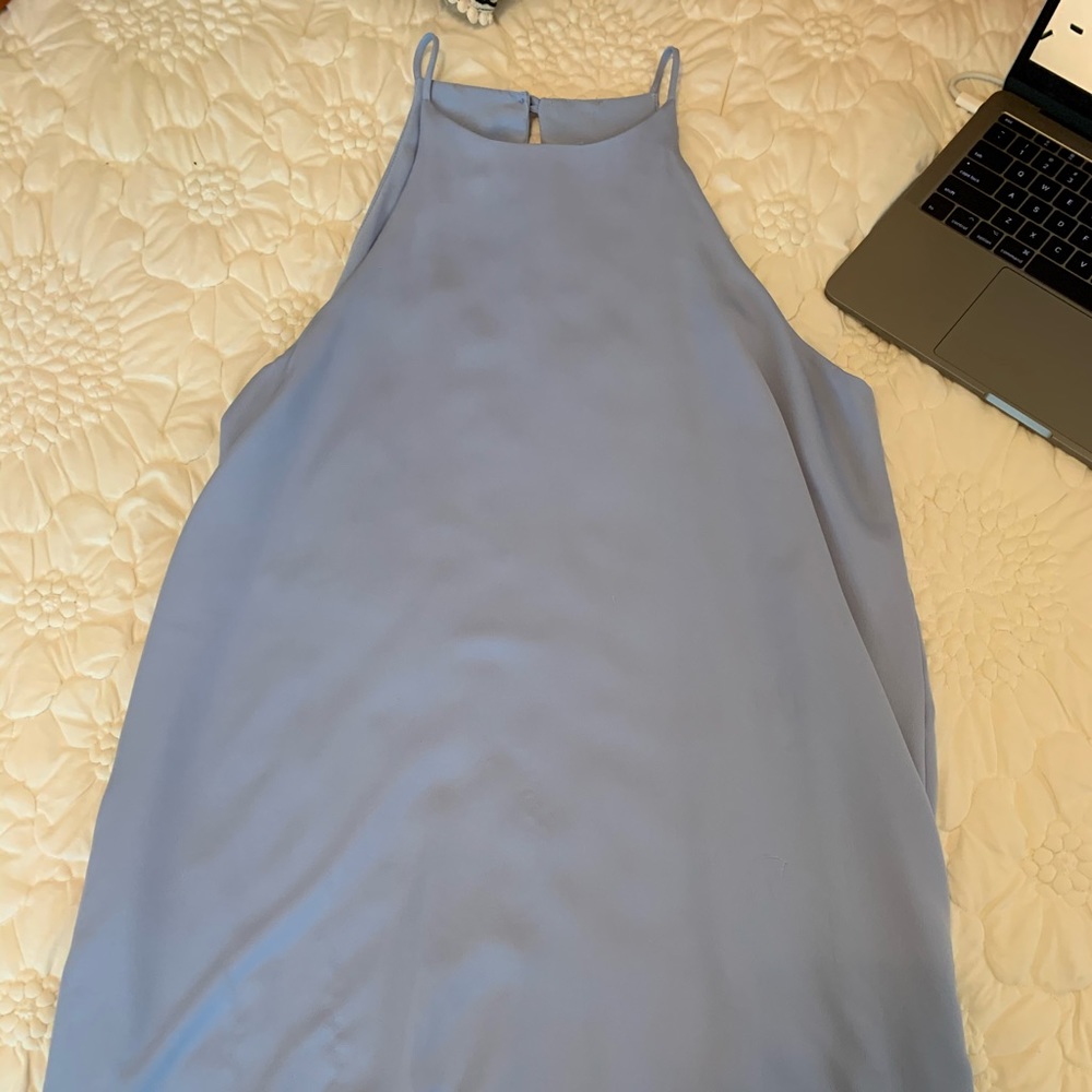 Blue high neck dress